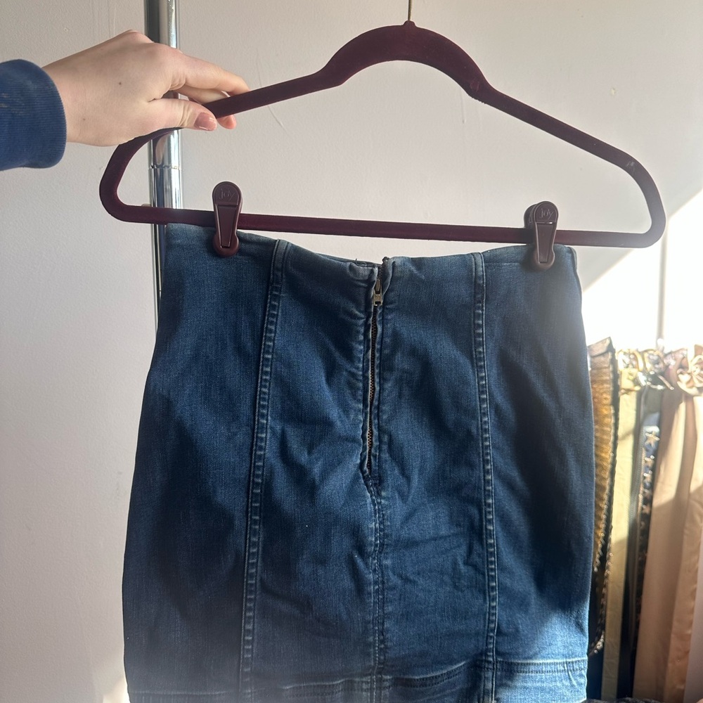 Free People Blue Mini Pencil Skirt for Casual Work